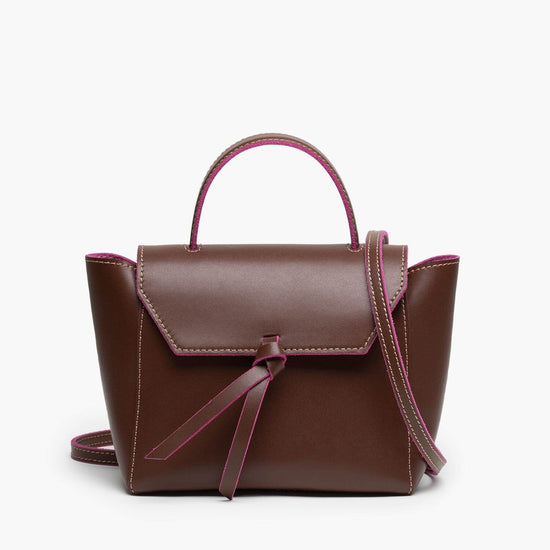 Alexandre Birman Siena Mini Leather Satchel Crossbody Bag - Chocolate