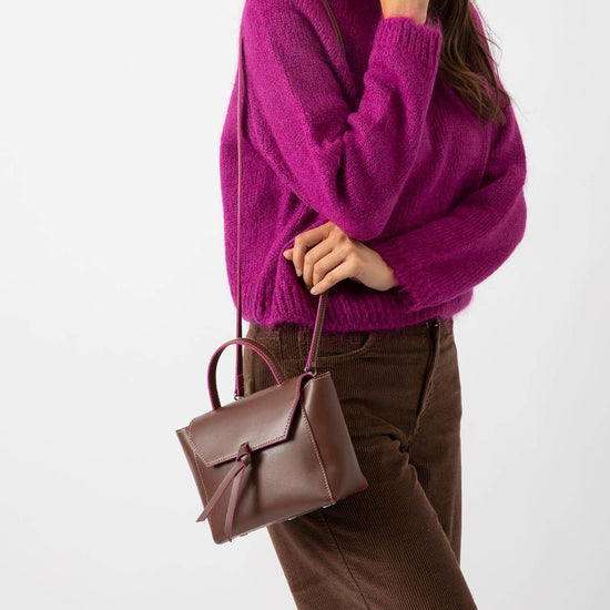 Alexandre Birman Siena Mini Leather Satchel Crossbody Bag - Chocolate