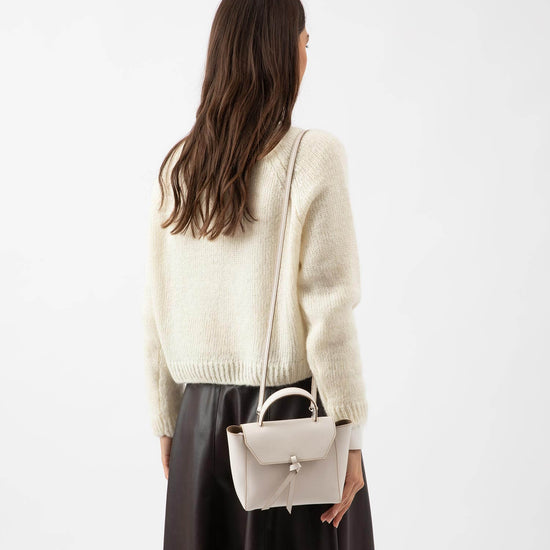 Alexandre Birman Siena Mini Leather Satchel Crossbody Bag - Cream