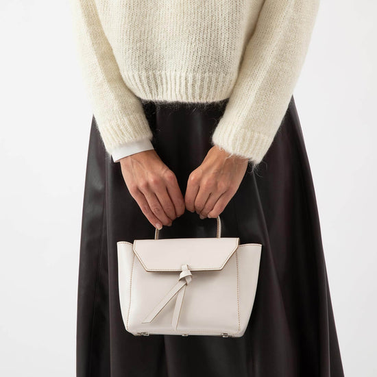 Alexandre Birman Siena Mini Leather Satchel Crossbody Bag - Cream