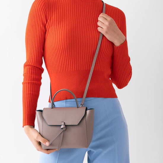 Alexandre Birman Siena Mini Leather Satchel Crossbody Bag - Fango