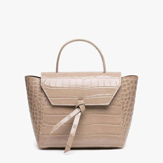 Alexandre Birman Siena Mini Leather Satchel Crossbody Bag - Fango Croc Print