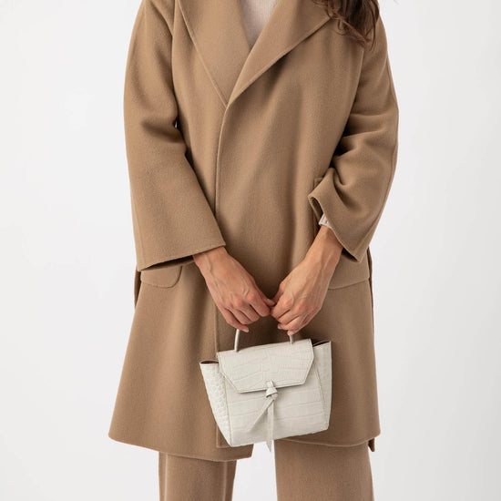 Alexandre Birman Siena Mini Leather Satchel Crossbody Bag - Ivory Croc Print