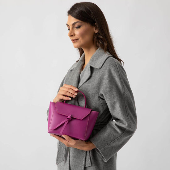 Alexandre Birman Siena Mini Leather Satchel Crossbody Bag - Magenta