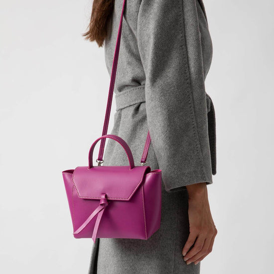 Alexandre Birman Siena Mini Leather Satchel Crossbody Bag - Magenta