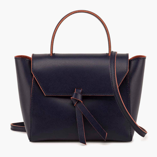 Alexandre Birman Siena Mini Leather Satchel Crossbody Bag - Navy