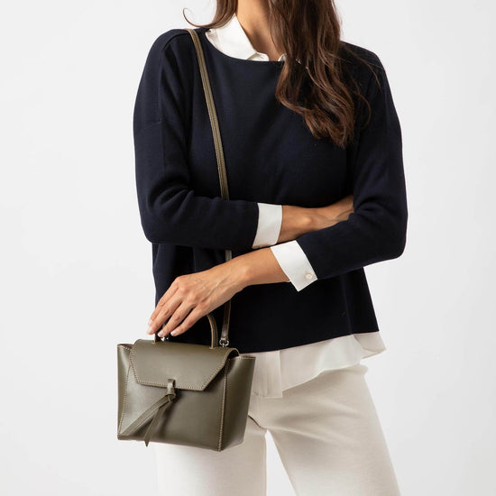 Alexandre Birman Siena Mini Leather Satchel Crossbody Bag - Olive