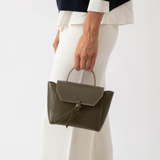 Alexandre Birman Siena Mini Leather Satchel Crossbody Bag - Olive