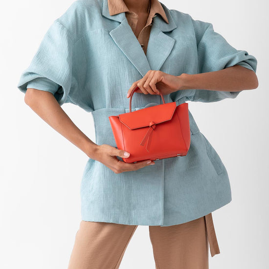 Alexandre Birman Siena Mini Leather Satchel Crossbody Bag - Orange