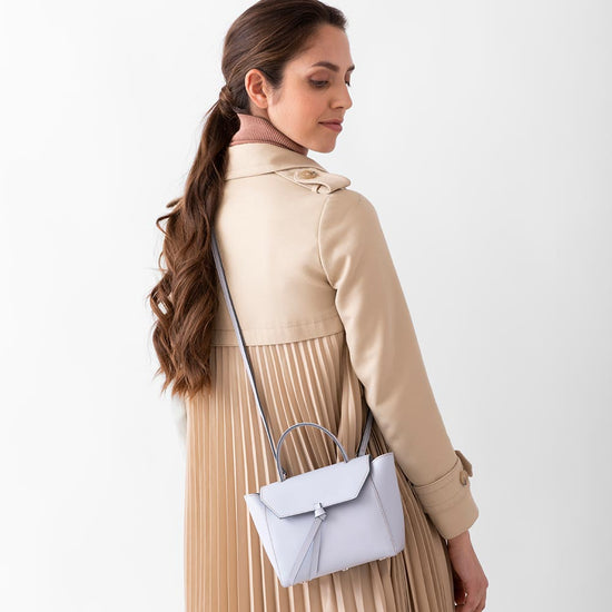 Alexandre Birman Siena Mini Leather Satchel Crossbody Bag - Sky Blue