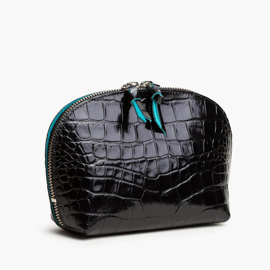 Alexandre Birman Store All Leather Pouch - Black Croc Print