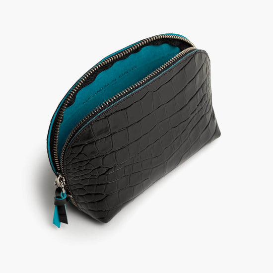 Alexandre Birman Store All Leather Pouch - Black Croc Print