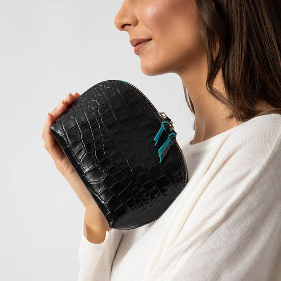 Alexandre Birman Store All Leather Pouch - Black Croc Print