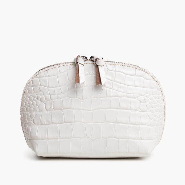 alexandre birman Store All Leather Pouch - Ivory Croc Print alexandre birman Store All Leather Pouch - Ivory Croc Print