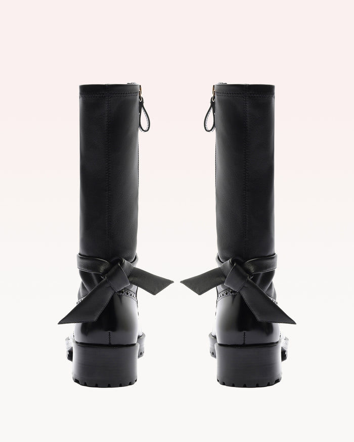 Alexis Clarita Motorcycle Brogue Boot Black Black