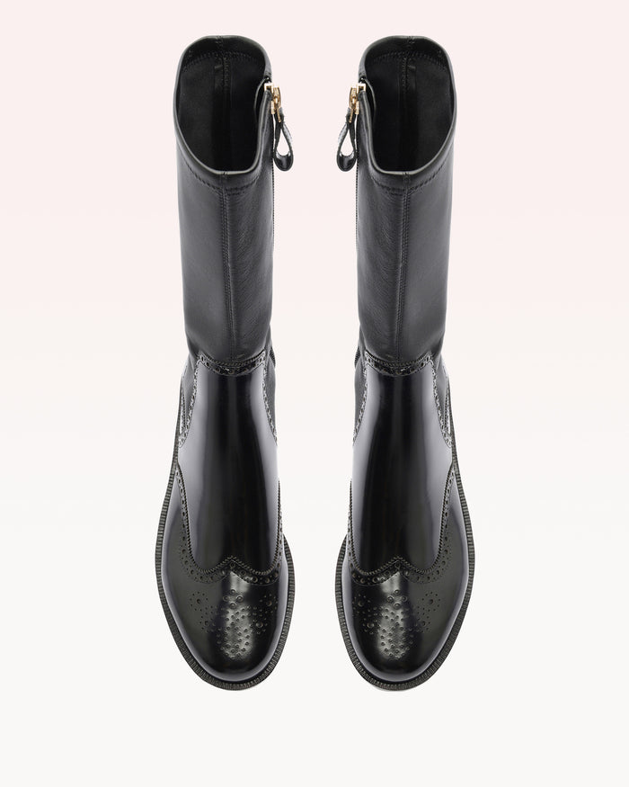 Alexis Clarita Motorcycle Brogue Boot Black Black