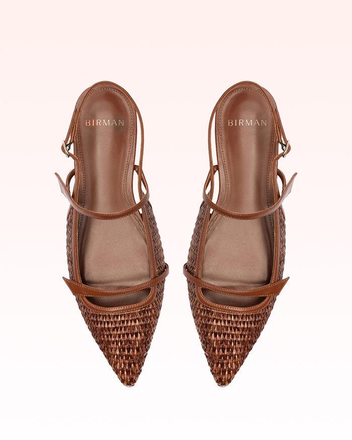 Alexis Tita Raffia Flat Chocolate Brown