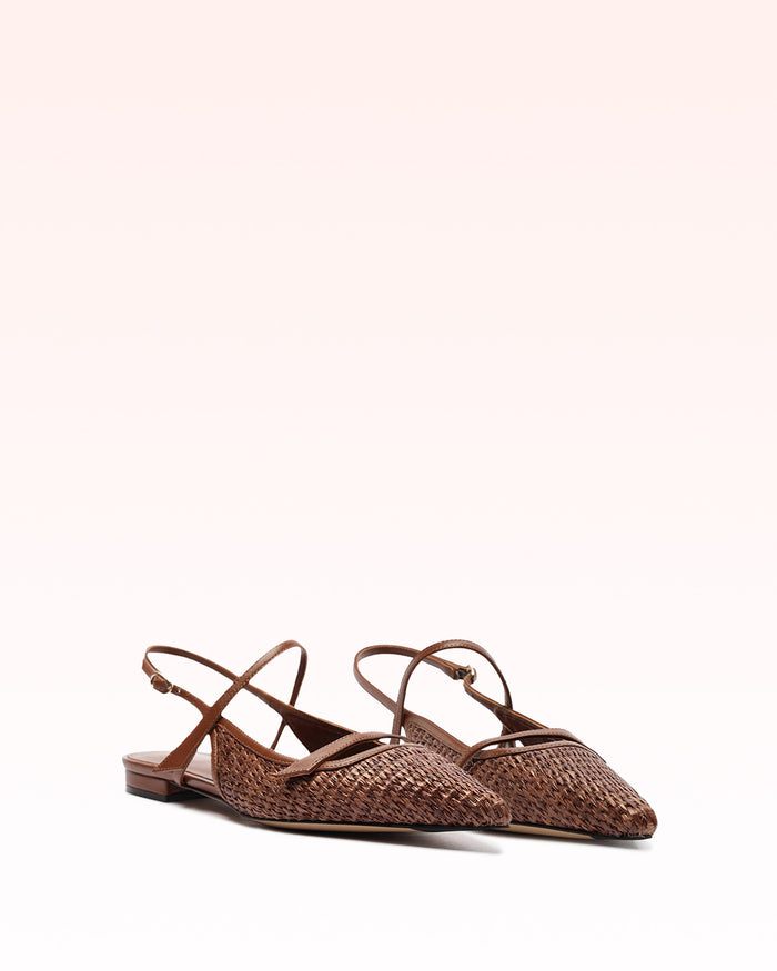 Alexis Tita Raffia Flat Chocolate Brown