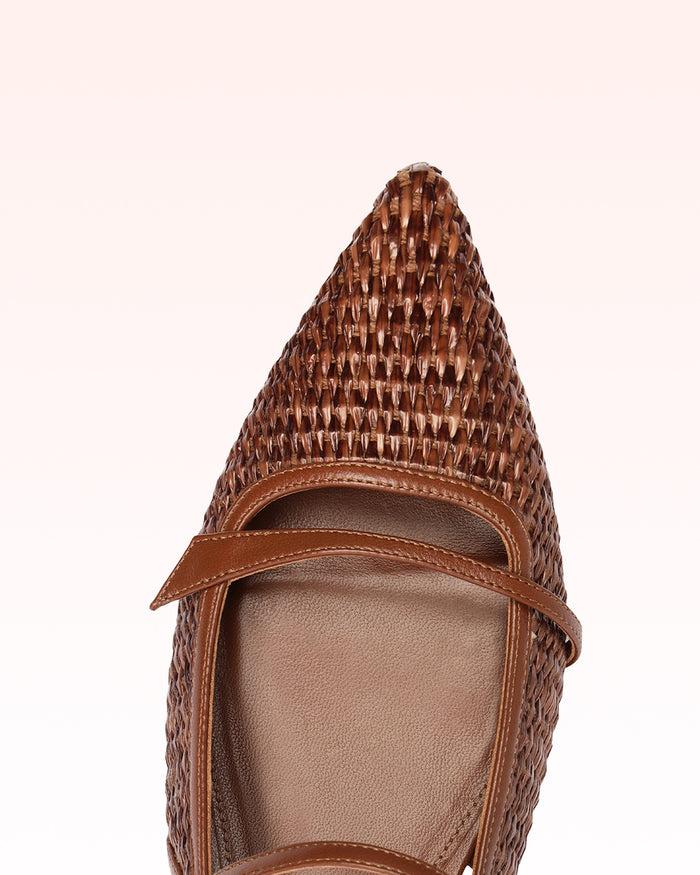 Alexis Tita Raffia Flat Chocolate Brown