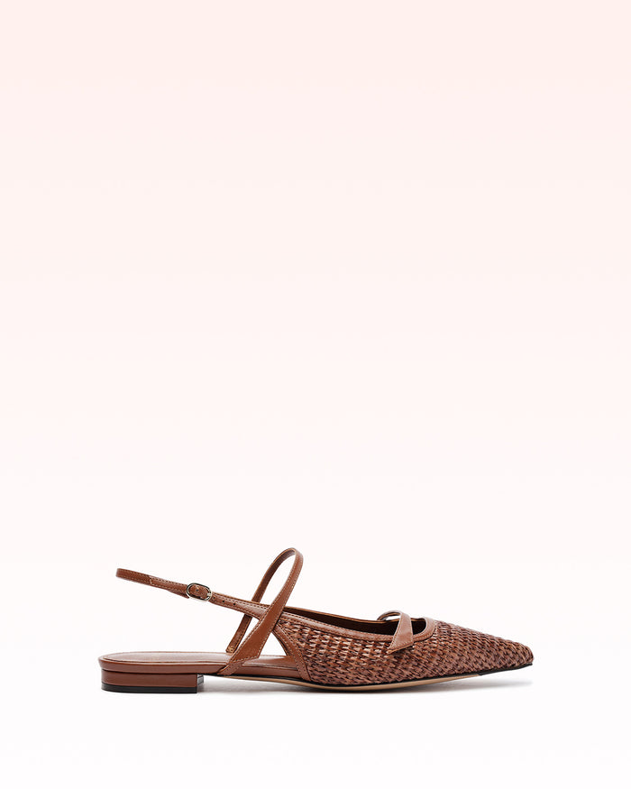 alexis Tita Raffia Flat Chocolate Brown