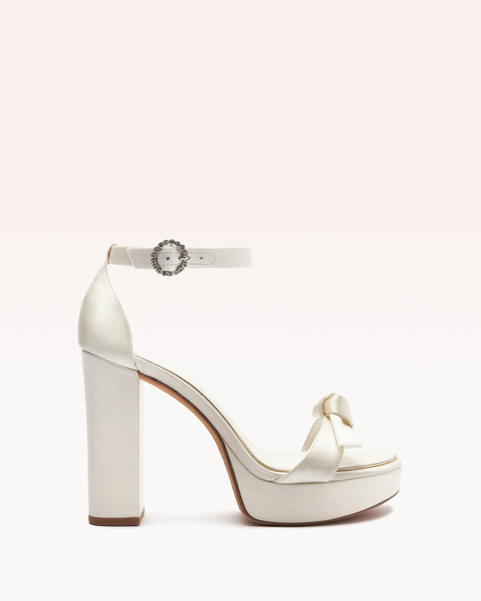 alexis Clarita Platform Bridal 120 Satin Bianco Bianco