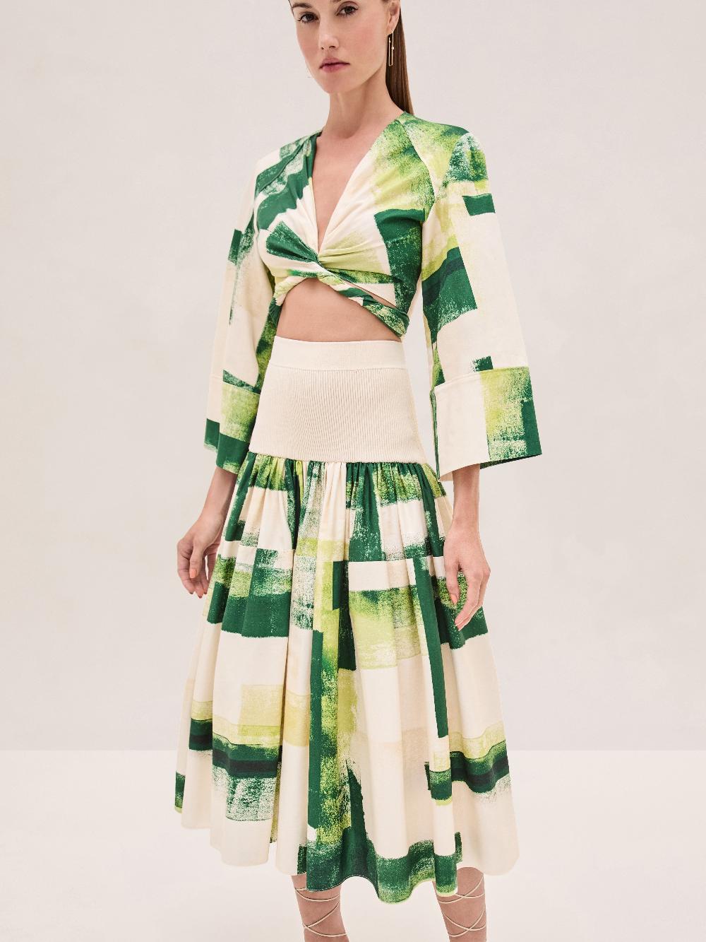 Alexis Ansalm Top GREEN BRUSHSTROKE