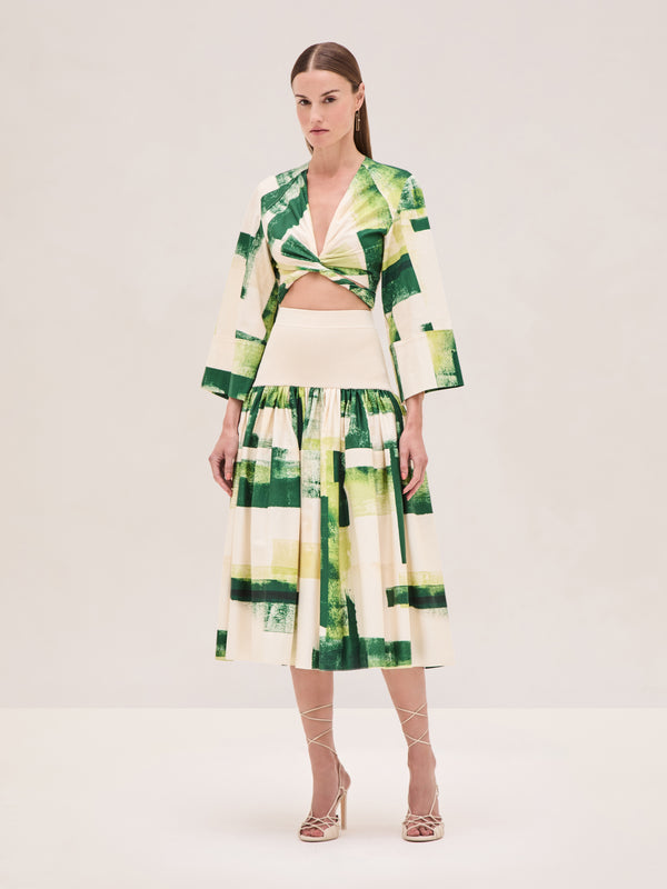 alexis Ansalm Top GREEN BRUSHSTROKE