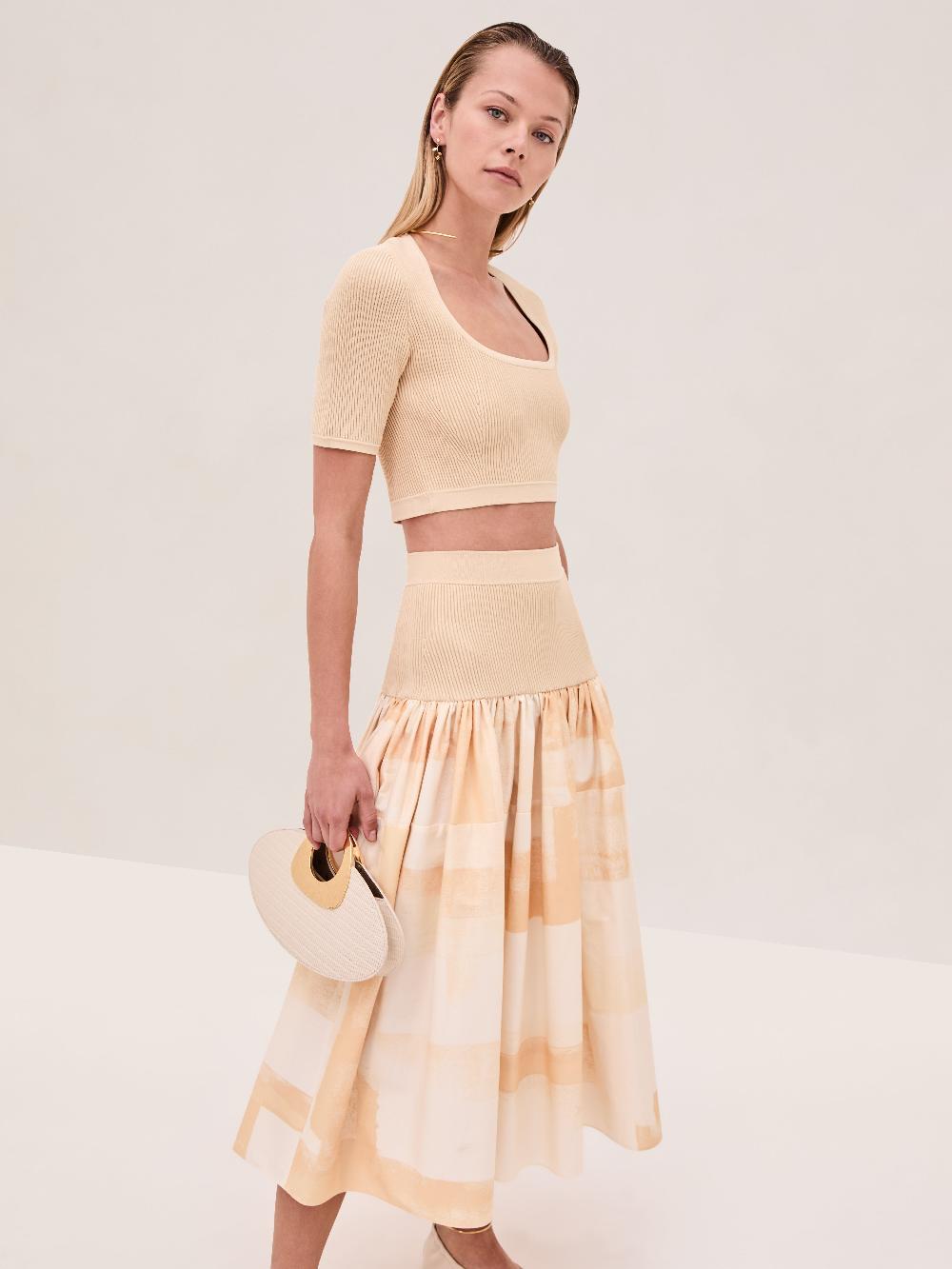 Alexis Arnette Skirt BEIGE BRUSHSTROKE