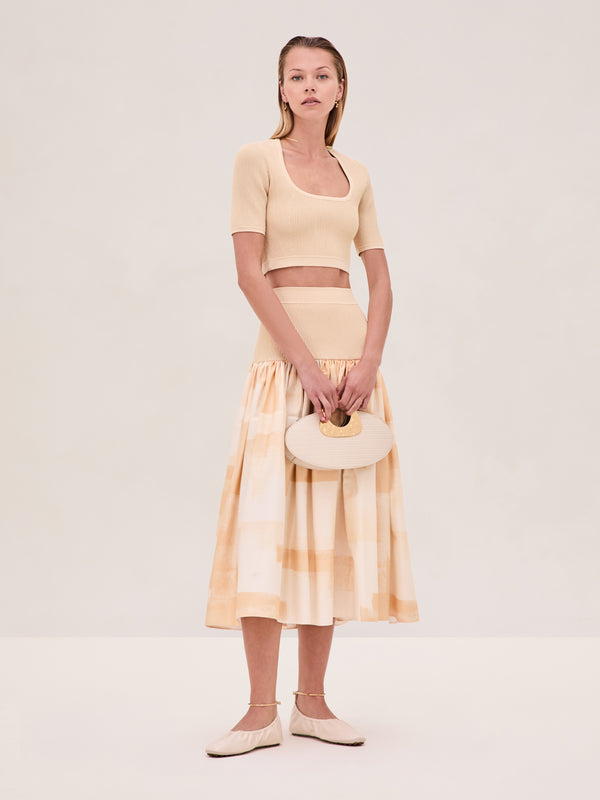 alexis Arnette Skirt BEIGE BRUSHSTROKE