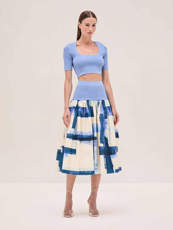 alexis Arnette Skirt BLUE BRUSHSTROKE