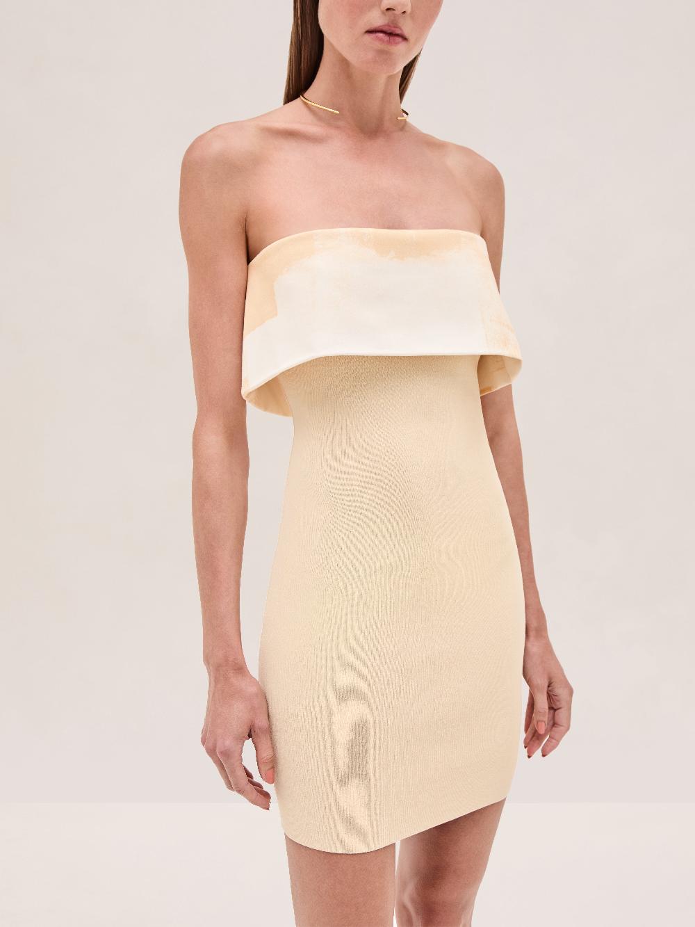 Alexis Nava Dress BEIGE BRUSHSTROKE