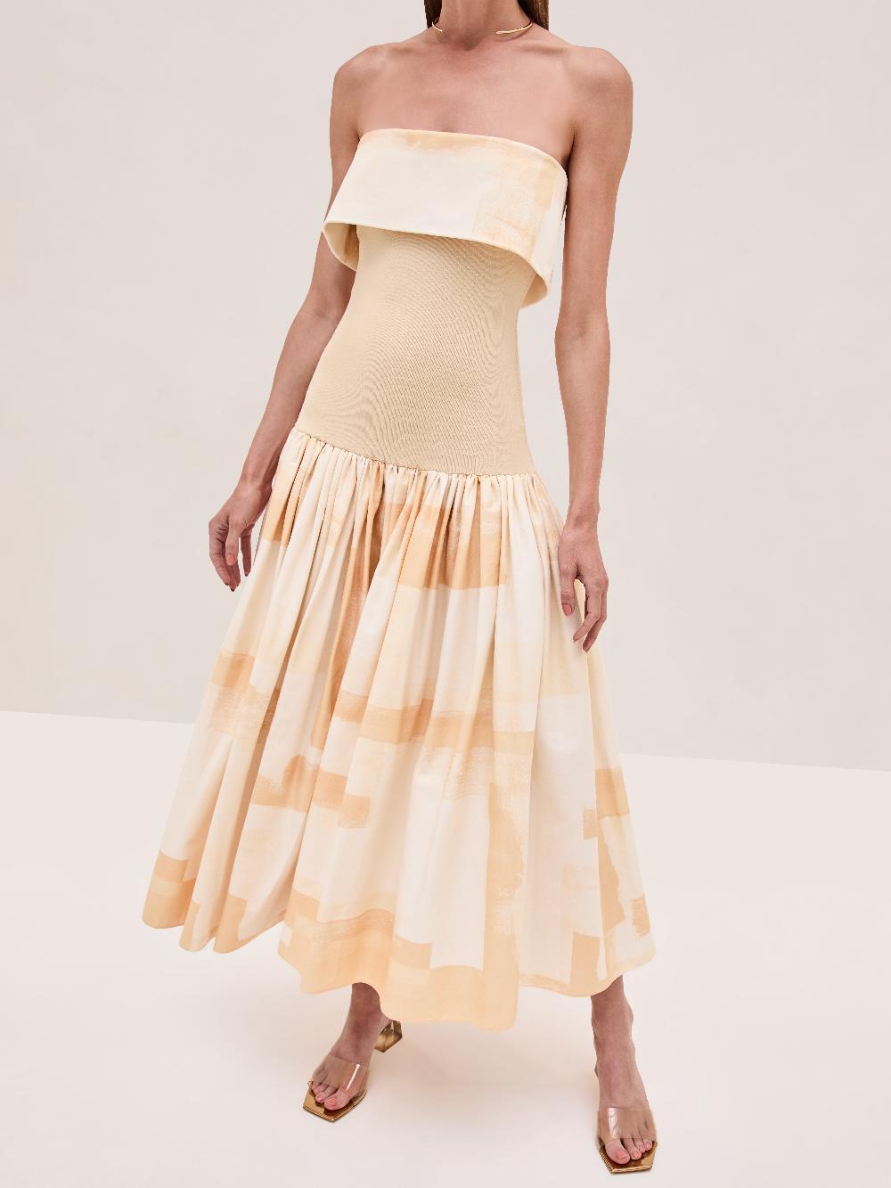 Alexis Robia Dress BEIGE BRUSHSTROKE