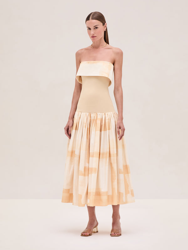 alexis Robia Dress BEIGE BRUSHSTROKE