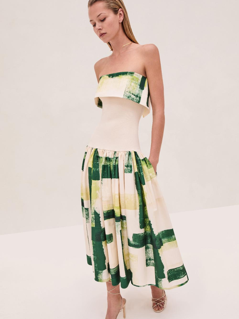 Alexis Robia Dress GREEN BRUSHSTROKE