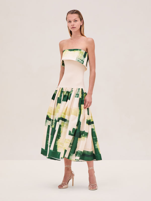 alexis Robia Dress GREEN BRUSHSTROKE