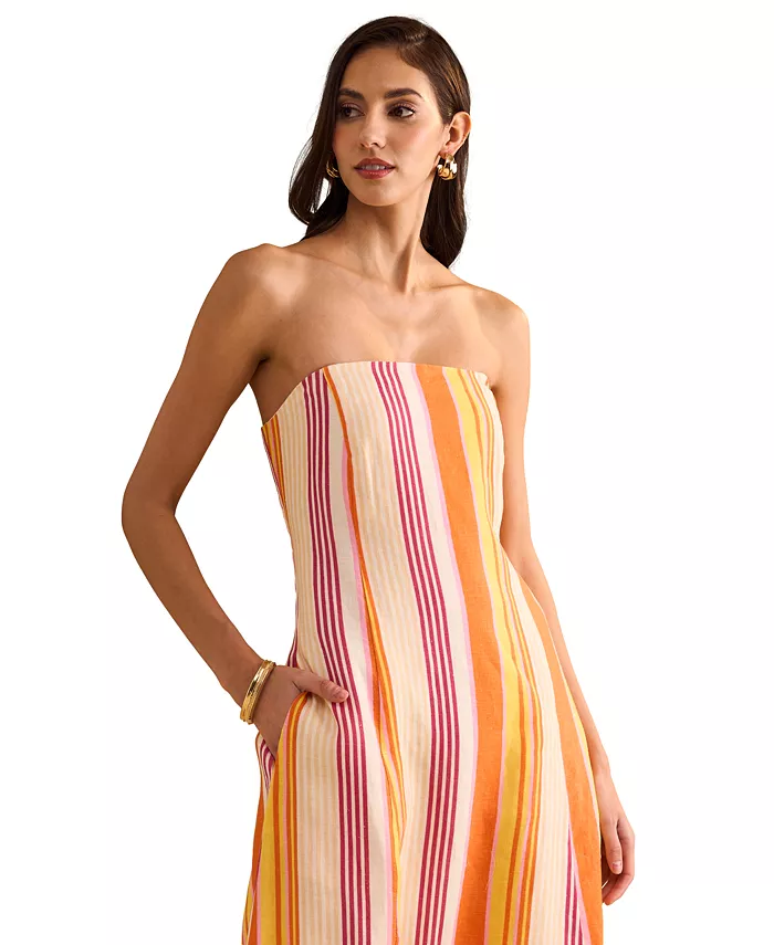 Alfani 1.STATE Women's Striped Strapless Maxi Dress Women's Fashion Shoes & Accessories