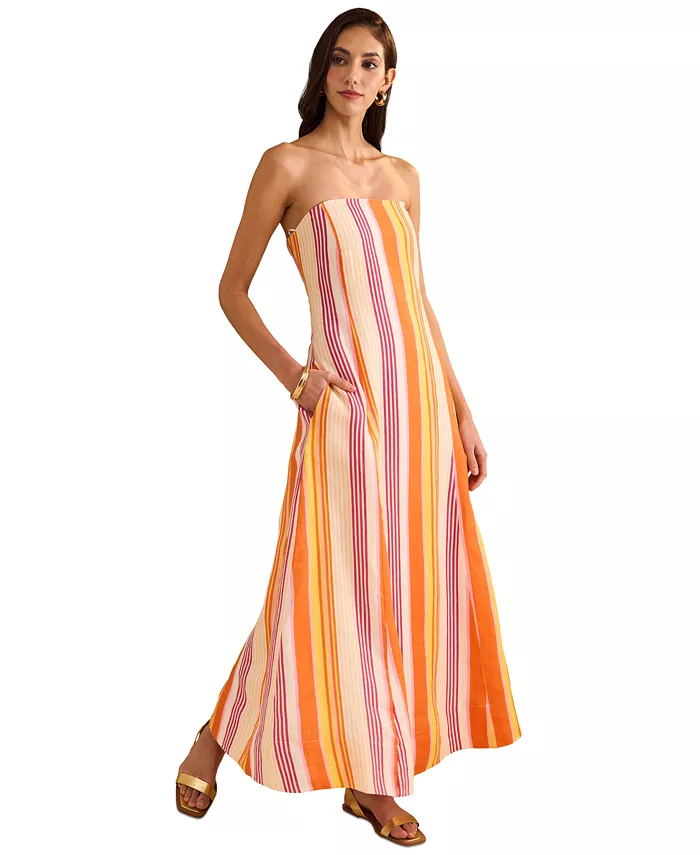 Alfani 1.STATE Women's Striped Strapless Maxi Dress Women's Fashion Shoes & Accessories