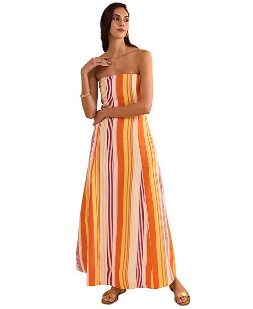 alfani 1.STATE Women's Striped Strapless Maxi Dress Women's Fashion Shoes & Accessories