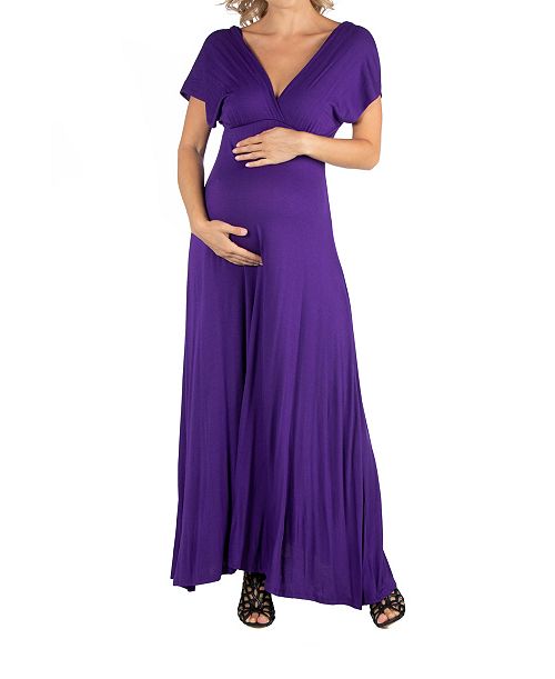 alfani 24seven Comfort Apparel Cap Sleeve V Neck Maternity Maxi Dress Women's Fashion Shoes & Accessories