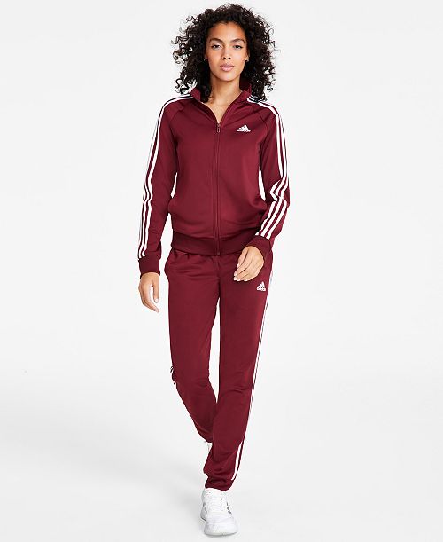 alfani adidas Women's 3-Stripes Tricot Track Jacket & Tapered Track Pants Women's Fashion Shoes & Accessories