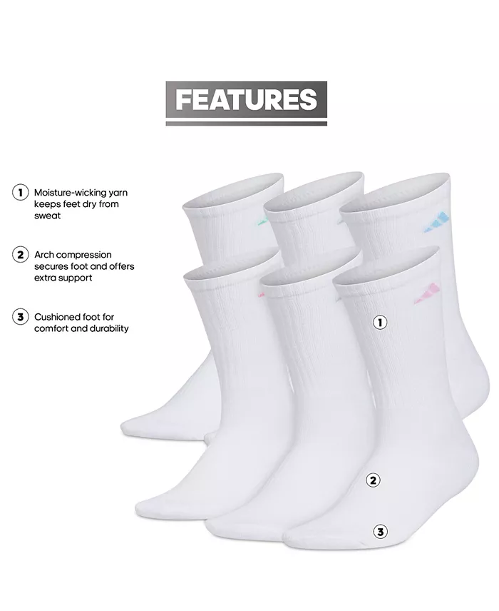 Alfani Adidas Women's 6-Pk. Athletic Cushioned Crew Socks Women's Fashion Shoes & Accessories