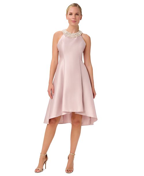 alfani Adrianna Papell Beaded-Neck Mikado Dress Women's Fashion Shoes & Accessories