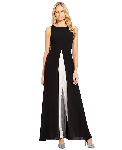 alfani Adrianna Papell Colorblocked Overlay Jumpsuit Women's Fashion Shoes & Accessories