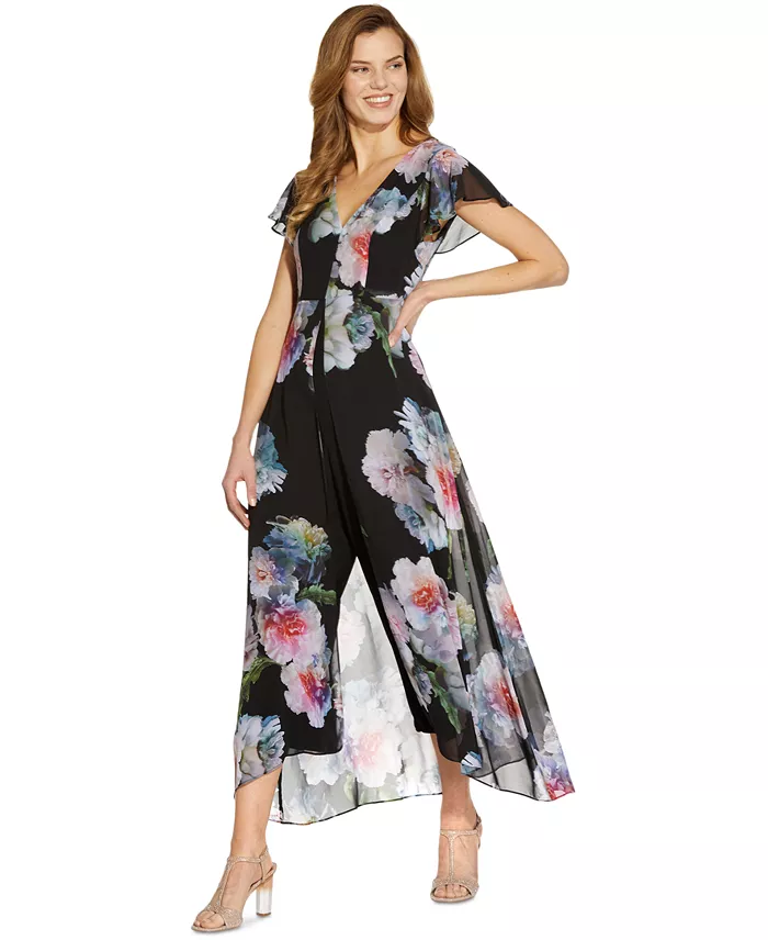 Alfani Adrianna Papell Floral Print Jumpsuit Women's Fashion Shoes & Accessories