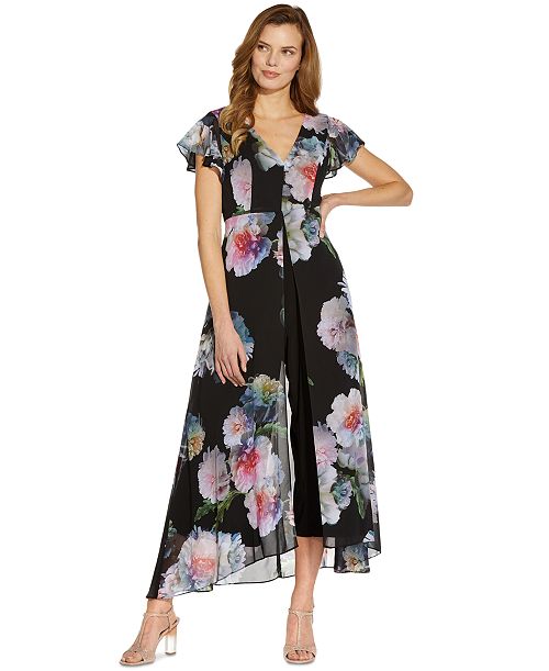 alfani Adrianna Papell Floral Print Jumpsuit Women's Fashion Shoes & Accessories