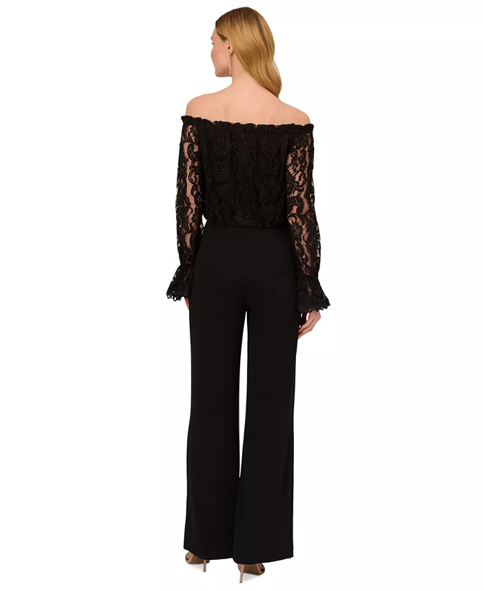 Alfani Adrianna Papell Off-The-Shoulder Lace Jumpsuit Women's Fashion Shoes & Accessories