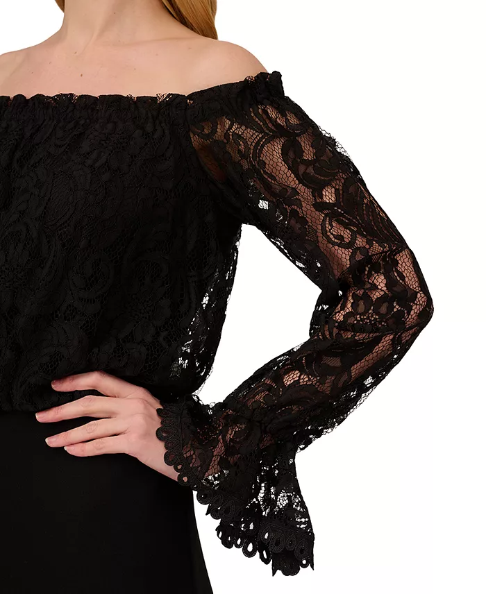 Alfani Adrianna Papell Off-The-Shoulder Lace Jumpsuit Women's Fashion Shoes & Accessories
