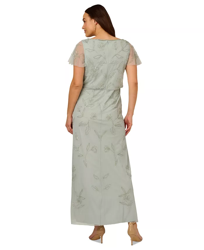 Alfani Adrianna Papell Plus Size Beaded Gown Dress Women's Fashion Shoes & Accessories