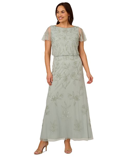 alfani Adrianna Papell Plus Size Beaded Gown Dress Women's Fashion Shoes & Accessories