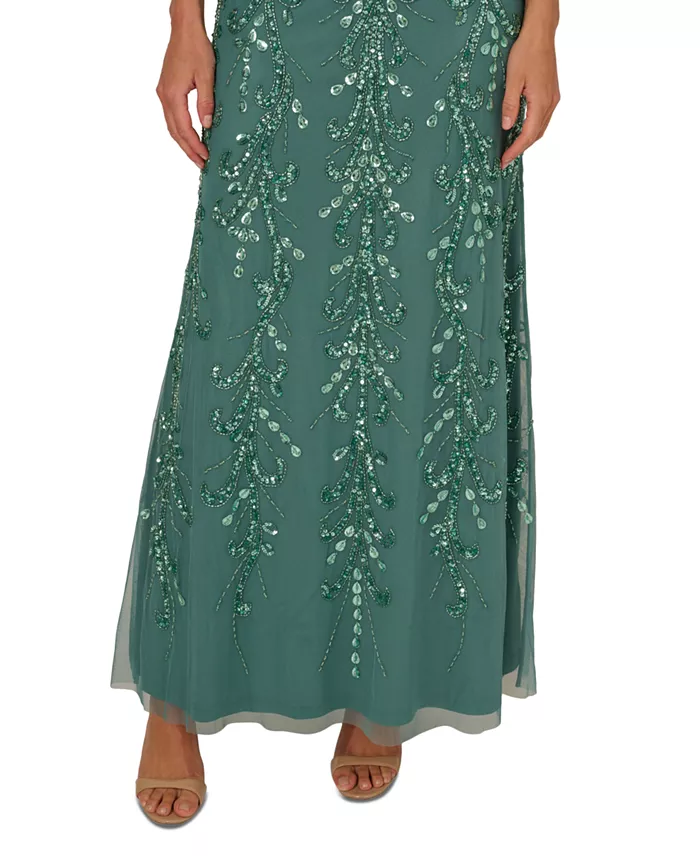 Alfani Adrianna Papell Women's Beaded Blouson-Sleeve Gown Women's Fashion Shoes & Accessories